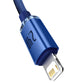 Lightning Crystal Shine Kabel, 2 m Blau – 2,4A Schnellladen & Glanz Design - MIZO.at