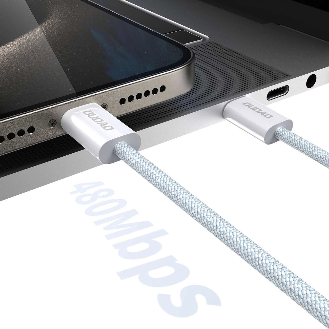 Dudao USB-C to USB-C Cable | Light Blue, 2m Long, Fast Charging - MIZO.at