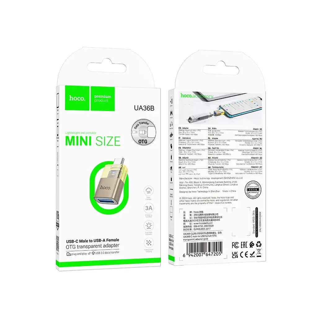 HOCO UA36B OTG Adapter Type-C to USB-A – Gold - MIZO.at