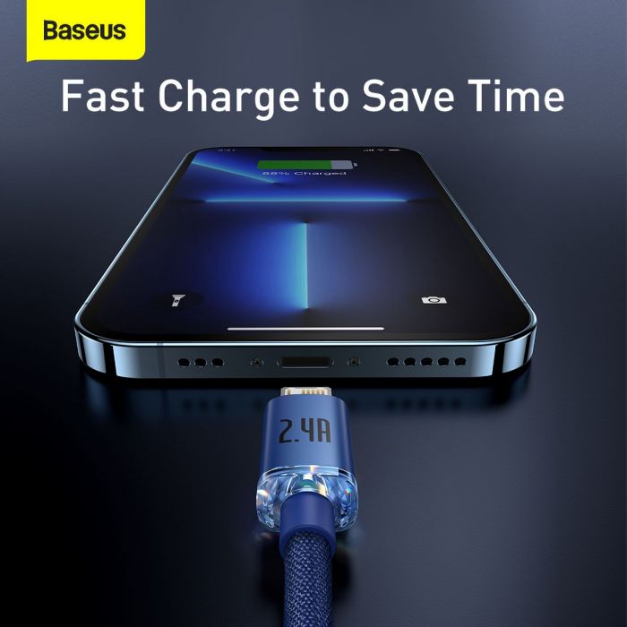 Lightning Crystal Shine Cable 2.4A 2M | Blue - MIZO.at