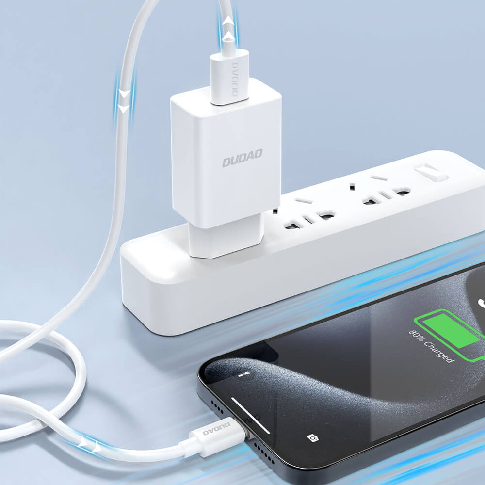 Dudao A4EU 2.1A USB-A Ladegerät Weiß + USB-A auf USB-C Kabel - MIZO.at
