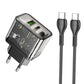 Hoco N34 20W Dual Ladegerät USB-A + USB-C + USB-C Kabel Transparent - MIZO.at