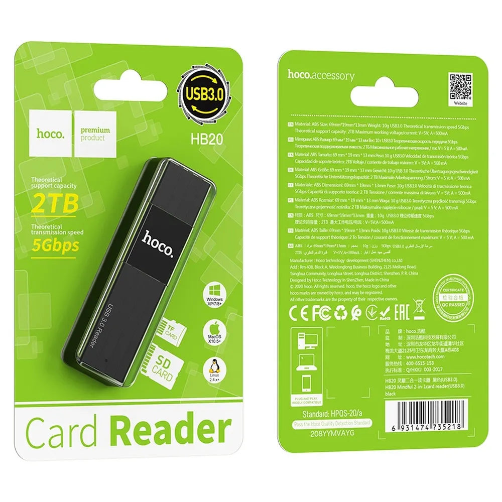 HOCO USB 3.0 Card Reader | 2-in-1 SD/TF Card Reader Adapter - MIZO.at
