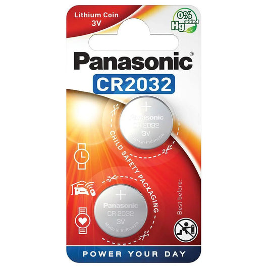 CR2032 Batterie 3V Lithium Knopfzelle 2er Pack Panasonic - MIZO.at
