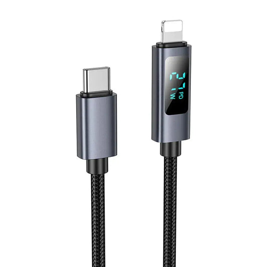 HOCO X112 Type-C to Lightning Cable 27W with Display – Black - MIZO.at
