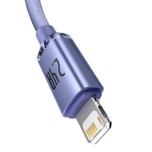 Lightning Crystal Shine Schnellladekabel, 2,4A Lila – Eleganter Glanz Design - MIZO.at