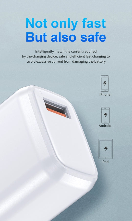 Jellico Wall Charger | 22.5W QC3.0 Fast Charging USB Adapter A77 - MIZO.at