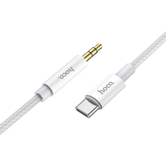 Hoco Aux Audio Jack 3,5mm zu Type-C Kabel – 1m Silber Audiokabel - MIZO.at