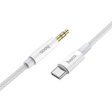 Hoco Aux Audio Jack 3,5mm zu Type-C Kabel – 1m Silber Audiokabel - MIZO.at