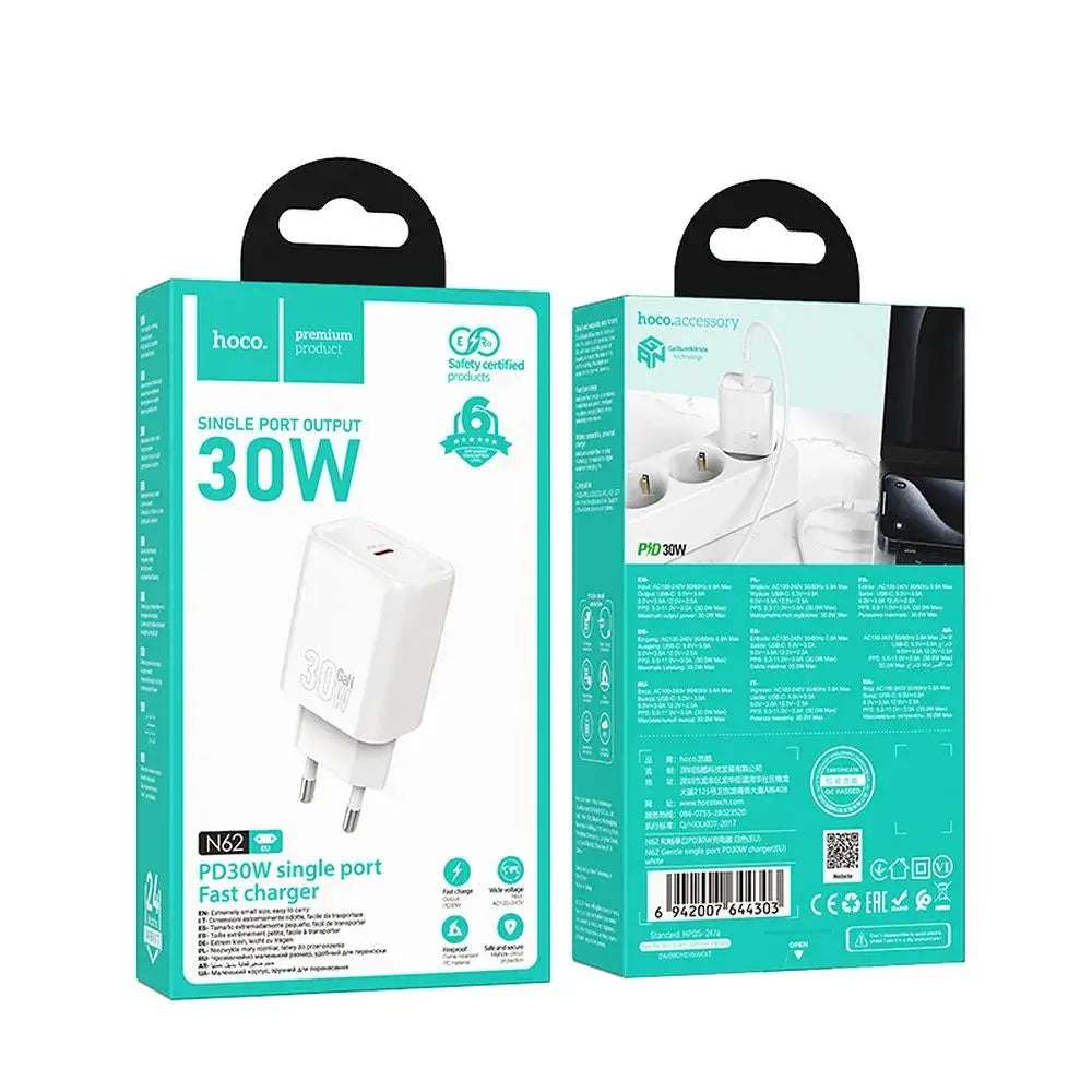 HOCO Wall Charger Type C PD QC 30W N62 White - MIZO.at
