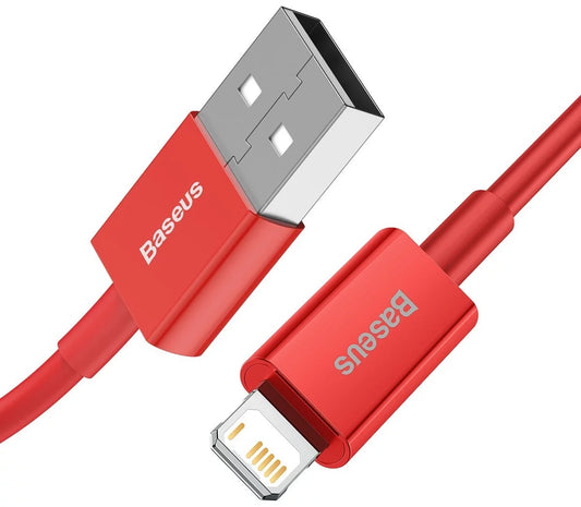 Lightning Schnellladekabel, 1 m Rot – 2,4A Kompakt Ladekabel - MIZO.at