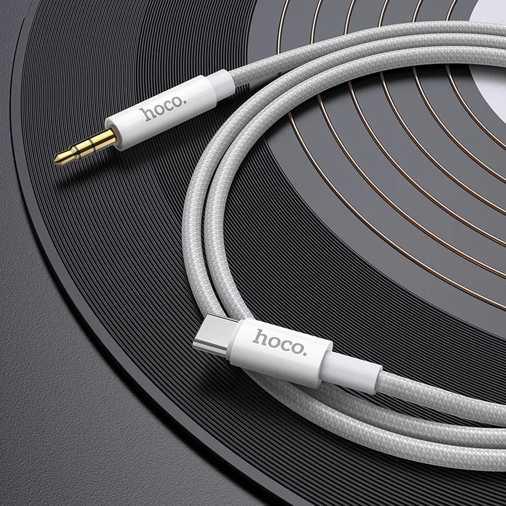 Hoco Aux Audio Jack 3.5mm to Type-C Cable | 1M Silver - MIZO.at