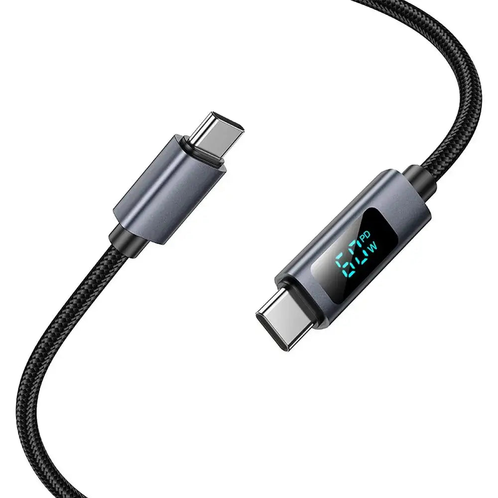 HOCO X112 Type-C to Type-C Cable 60W with Display – Black - MIZO.at