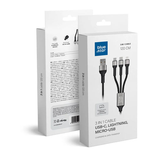 Blue Star 3-in-1 Charging & Data Cable | Versatile & Durable - MIZO.at
