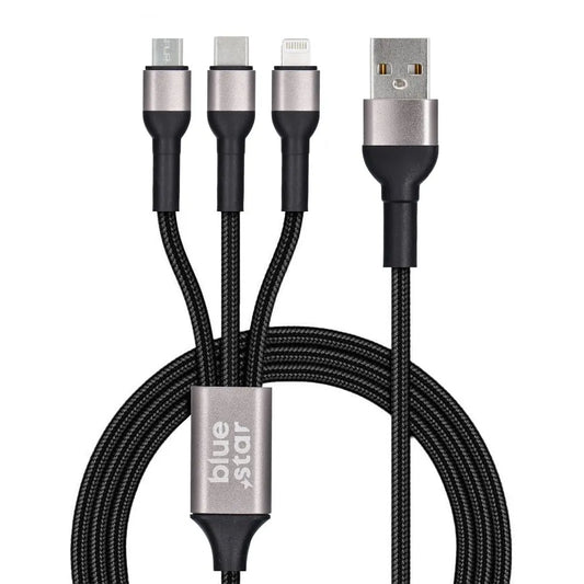 Blue Star 3-in-1 Ladekabel – Vielseitig Langlebig Schnellladung - MIZO.at