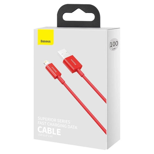 Lightning Schnellladekabel, 1 m Rot – 2,4A Kompakt Ladekabel - MIZO.at