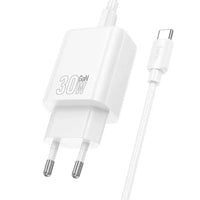 HOCO Wall Charger Type C + Cable Type C to Type C PD QC 30W N62 White - MIZO.at