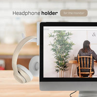Headphone Holder for Monitor | White, Easy Desk Storage - MIZO.at