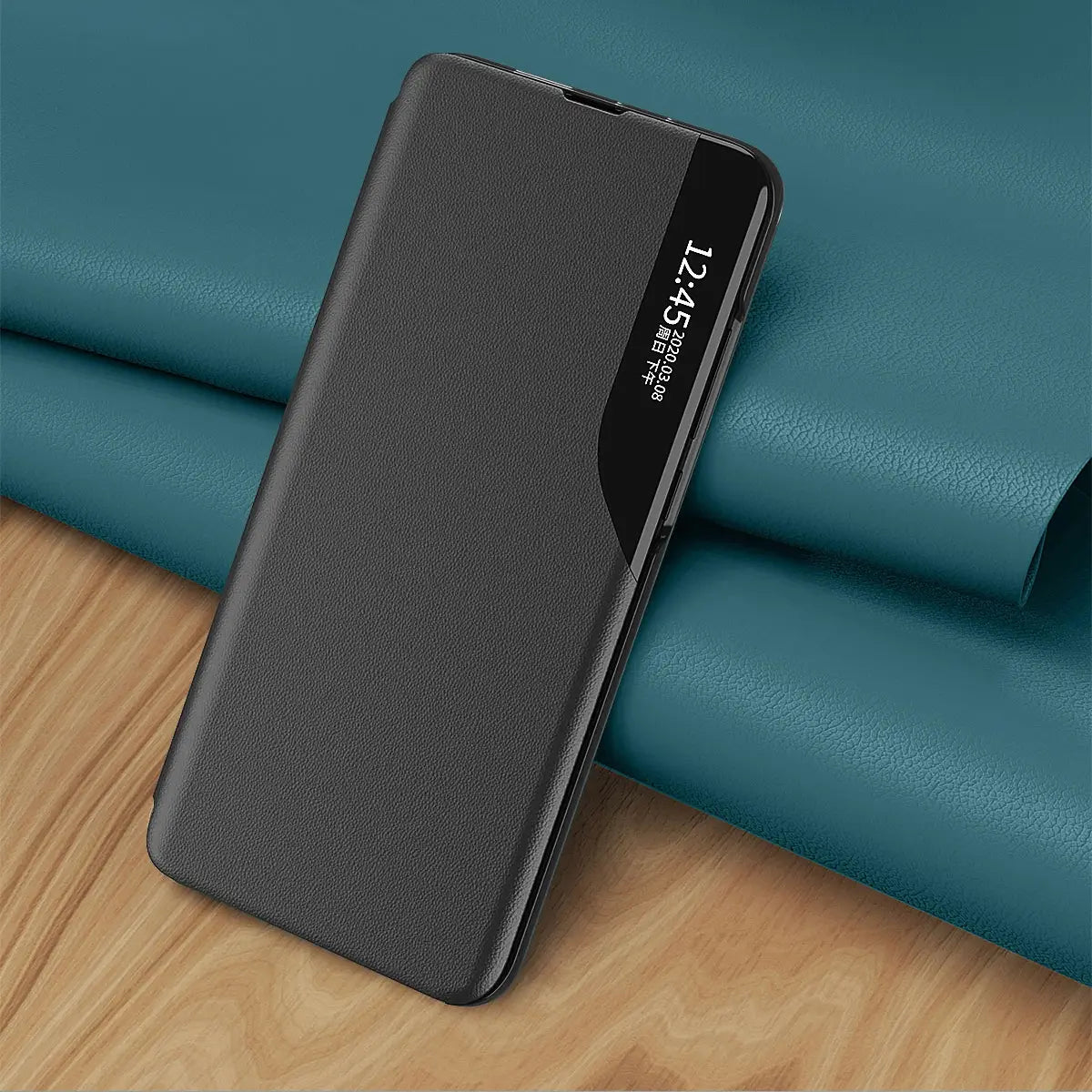 Samsung S24 Ultra Eco Leather View Case | Premium Flip Cover Black - MIZO.at