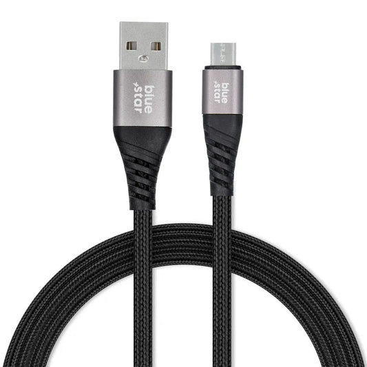 Blue Star Micro USB Kabel – 1,2m Schwarz Schnellladung Datensync - MIZO.at