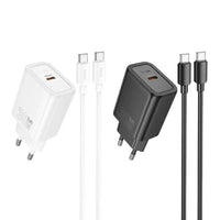 HOCO Wall Charger Type C + Cable Type C to Type C PD QC 30W N62 White - MIZO.at