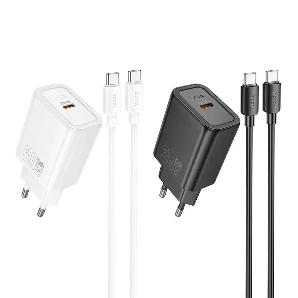 HOCO Wall Charger Type C + Cable Type C to Type C PD QC 30W N62 White - MIZO.at