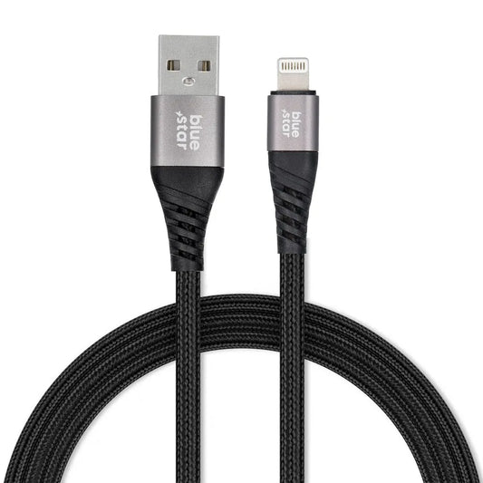 Blue Star Lightning Kabel – 1,2m Schwarz Schnellladung Datensync - MIZO.at