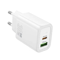 HOCO Wall Charger USB A + Type C PD QC3.0 3A 30W N63 White - MIZO.at