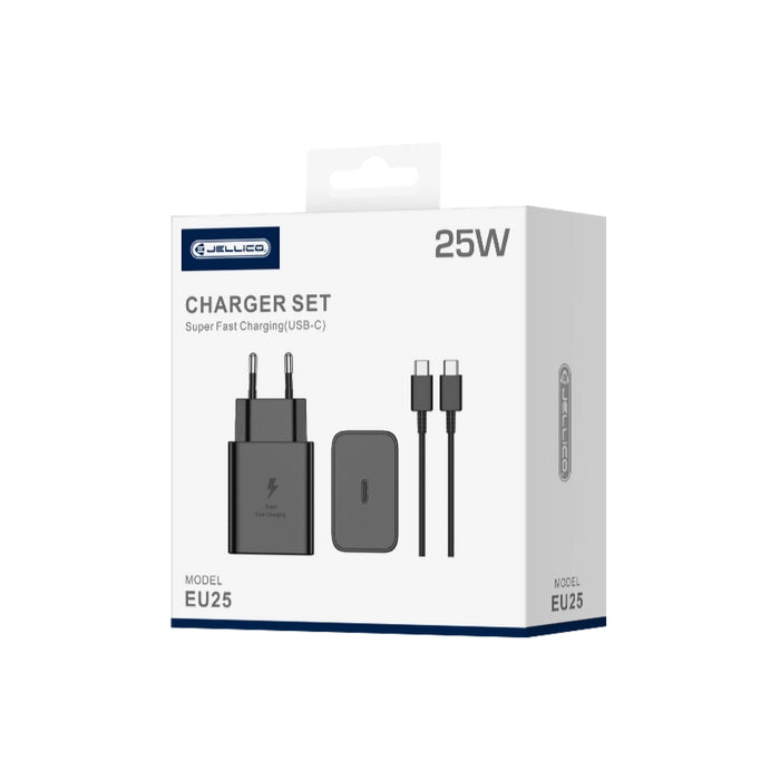 JELLICO EU25 Wall Charger 25W PD + USB-C Cable Black - MIZO.at