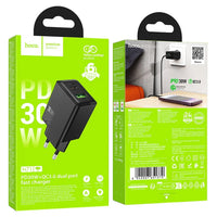 Hoco Ladegerät USB-A + USB-C QC3.0 PD 30W Schwarz N71 - MIZO.at