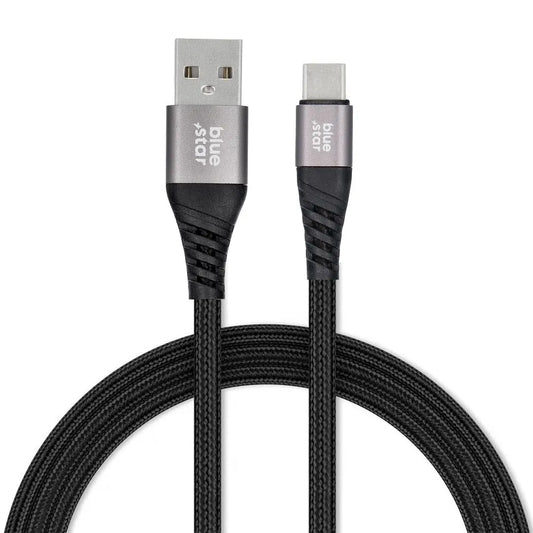 Blue Star USB-C Kabel – 1,2m Schwarz Schnellladung Datensync - MIZO.at