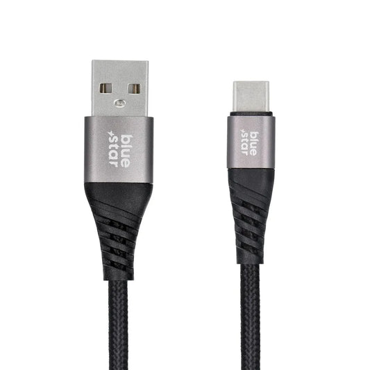 Blue Star USB-C Kabel – 1,2m Schwarz Schnellladung Datensync - MIZO.at