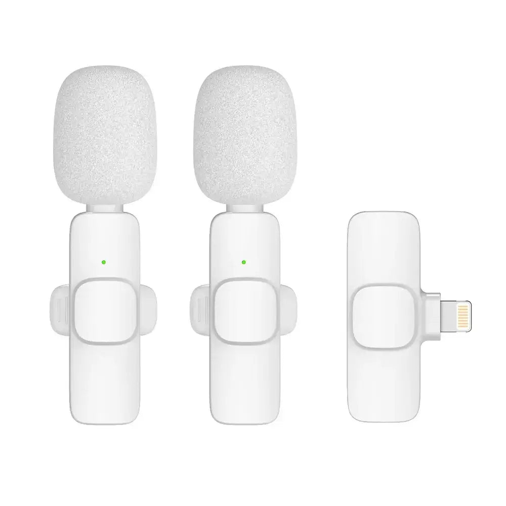 Wireless Lavalier Microphone Lightning Double with Long Hair K1 White - MIZO.at