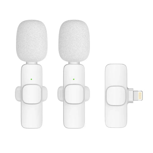 Wireless Lavalier Microphone Lightning Double with Long Hair K1 White - MIZO.at