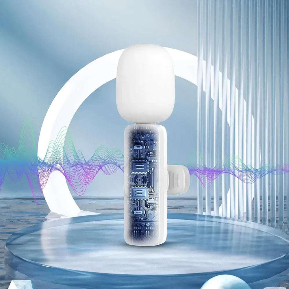 Wireless Lavalier Microphone Lightning Double with Long Hair K1 White - MIZO.at