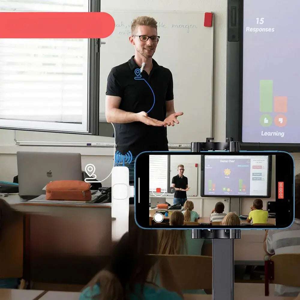 Wireless Lavalier Microphone Lightning Double with Long Hair K1 White - MIZO.at