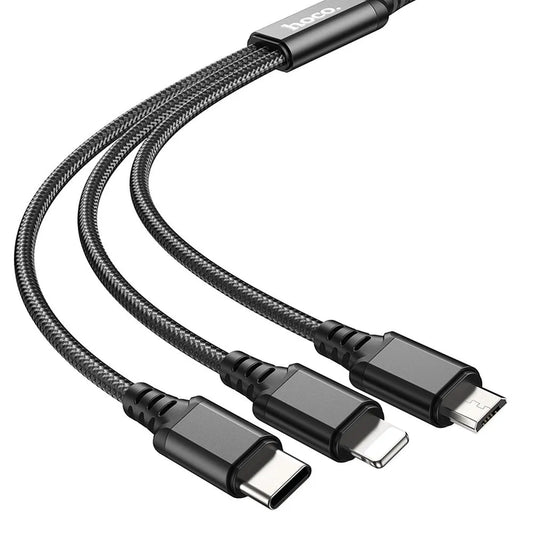 Hoco 3-in-1 USB Ladekabel – Lightning Type-C Micro USB Vielseitig - MIZO.at