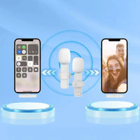 Wireless Lavalier Microphone Type C Double with Long Hair K1 White - MIZO.at