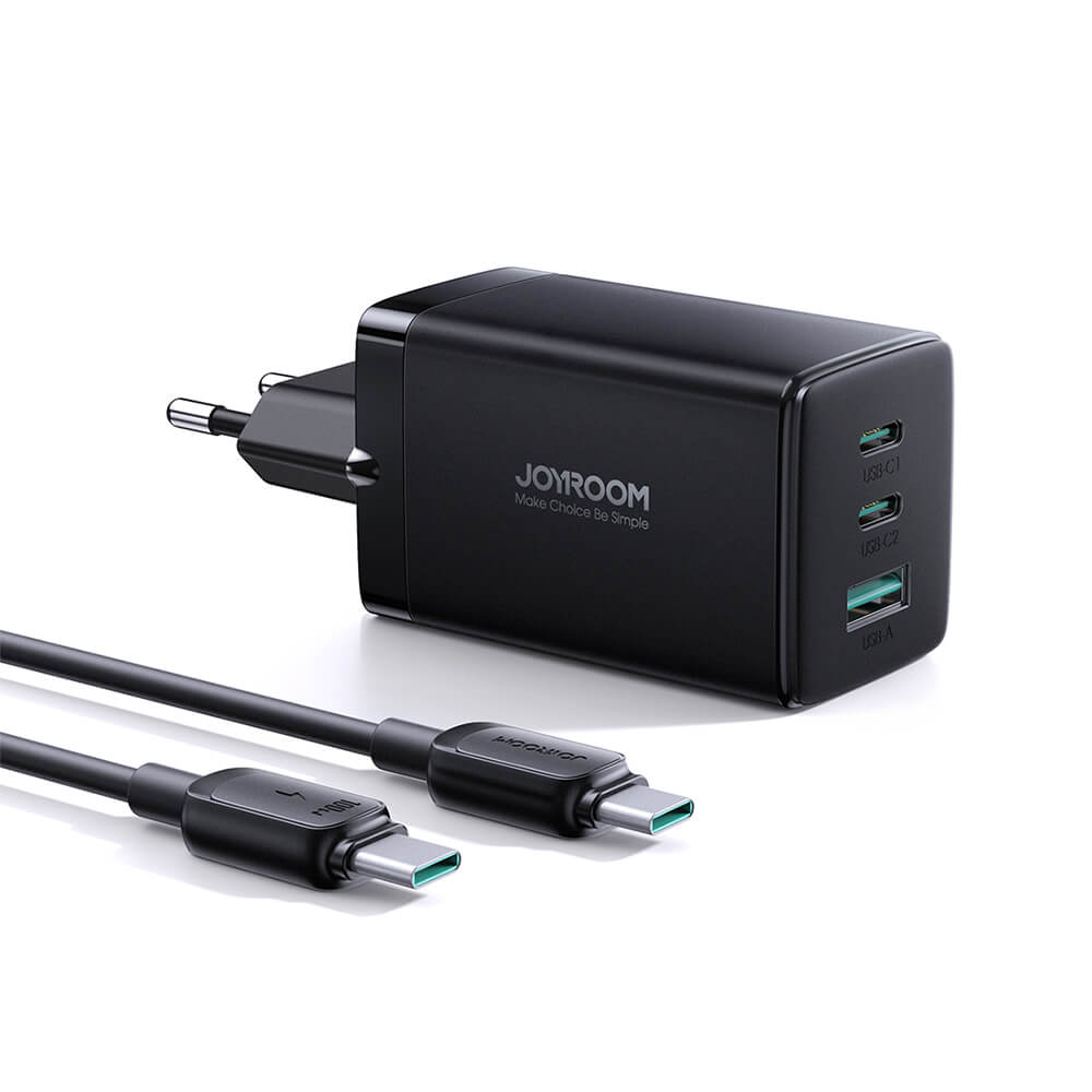 Joyroom TCG01 65W GaN Ladegerät 2×USB-C + USB-A + 100W Kabel Schwarz - MIZO.at