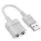 Hoco Aux USB zu Dual 3,5mm Jack Adapter – Grau Dual Audio Praktisch - MIZO.at
