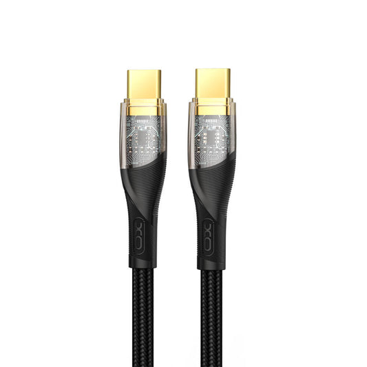 XO NB-Q223B USB-C zu USB-C Kabel 60W – 1m Schwarz, Transparent - MIZO.at