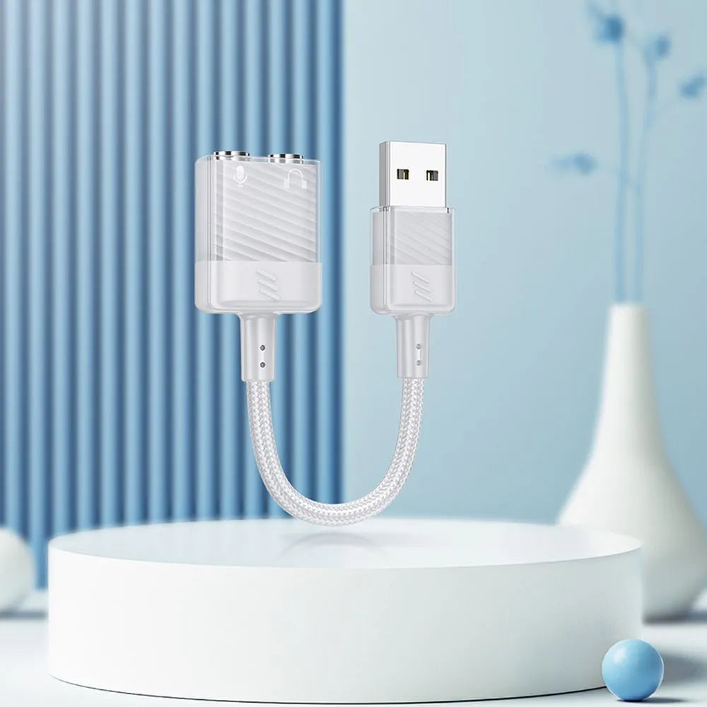 Hoco AUX USB to Dual 3.5mm Jack Adapter | Grey - MIZO.at