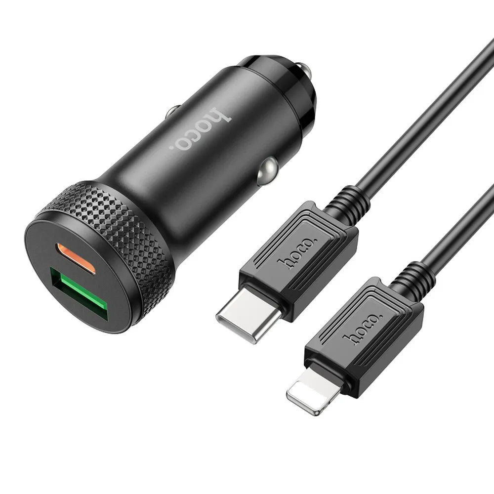 Hoco Car Charger 20W PD + QC 18W | Type-C & USB-A | Black - MIZO.at