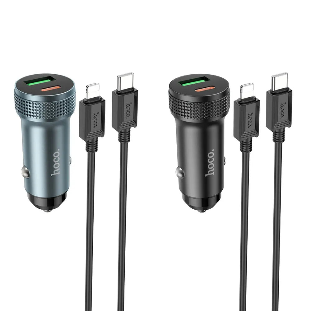 Hoco Car Charger 20W PD + QC 18W | Type-C & USB-A | Black - MIZO.at