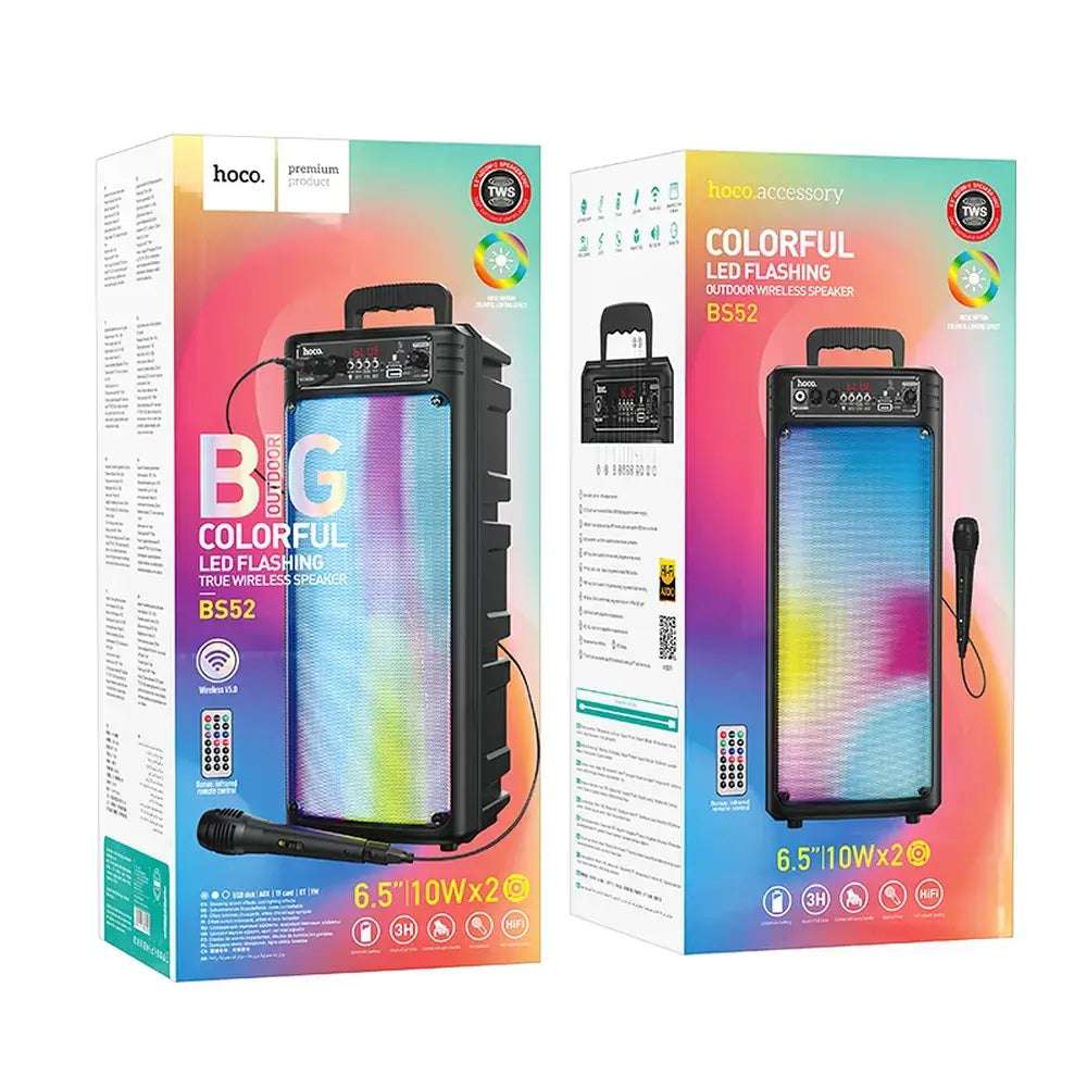 HOCO BS52 Wireless Bluetooth Speaker + Wired Microphone | Black - MIZO.at