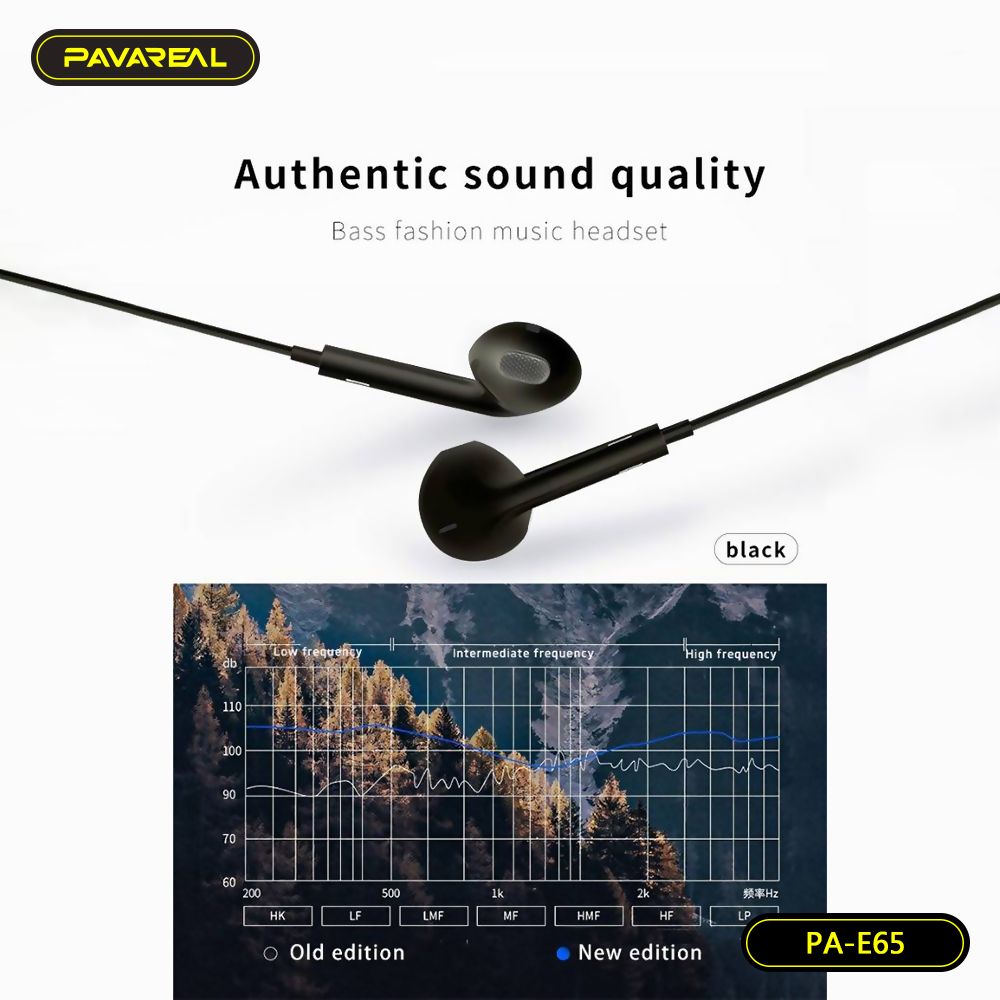 Pavareal PA-E65 Wired Earphones with Microphone | Black - MIZO.at