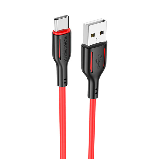 Borofone BX63 Charming Cable | USB-C 3A, 1 m Schwarz/Rot - MIZO.at