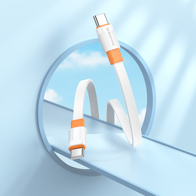 Borofone BX89 Union Cable | USB-C to USB-C, PD 60W, 1M | White-Orange - MIZO.at