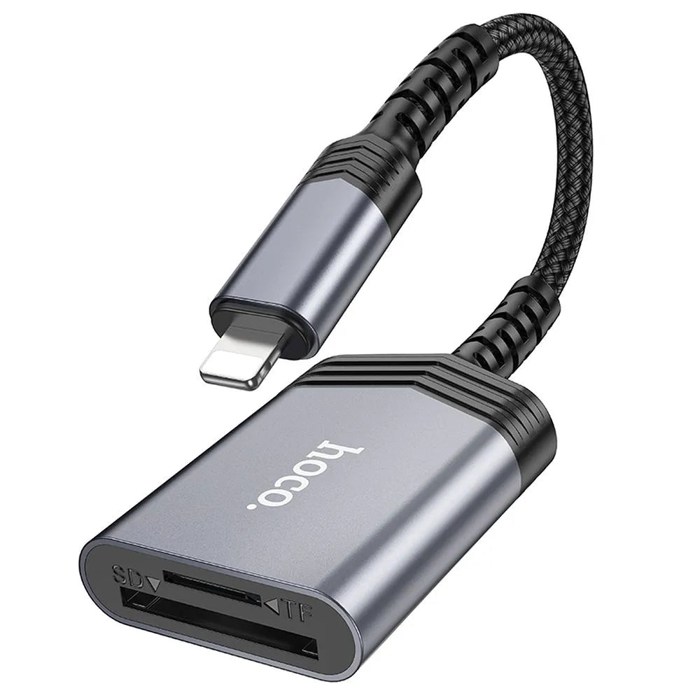 Hoco UA25 Kartenleser SD TF Lightning iPhone Grau - MIZO.at