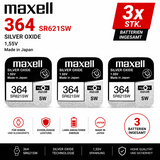 Maxell 364 SR621SW Silberoxid Knopfzelle Batterie 1,55V – 3 Stk. - MIZO.at